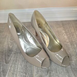 Bandolino Taupe Peep-Toe Heels